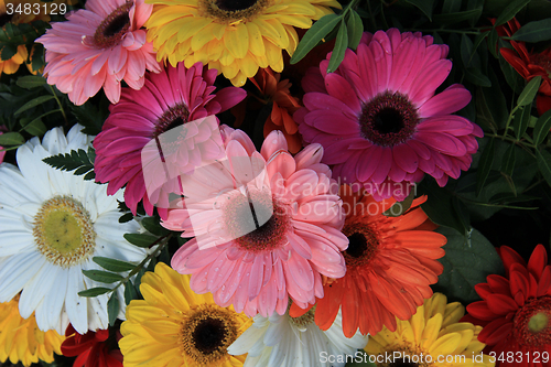 Image of Gerberas in a colorful bridal bouquet