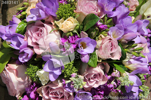 Image of Bridal bouquet in various shades of purple