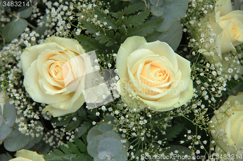 Image of White roses in bridal bouquet