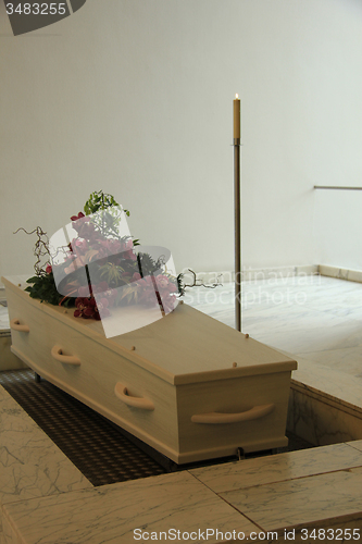 Image of Funeral flowers on a casket