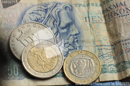 Image of Greek and euro money
