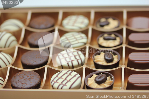 Image of Chocolate candies in a box