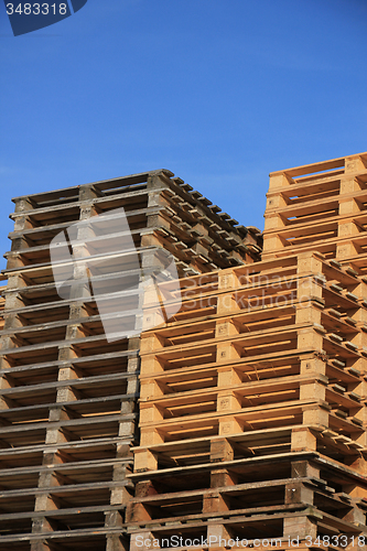 Image of Stacked wooden pallets