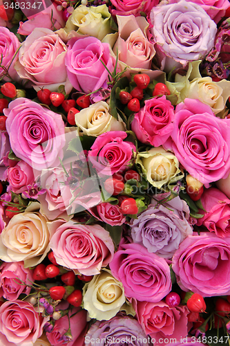 Image of Bridal rose arrangement in various shades of pink