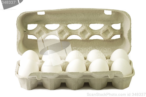 Image of White eggs in a cardboard