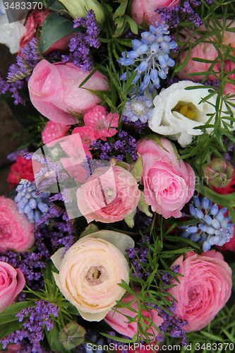 Image of Wedding arrangement in blue and pink