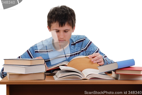 Image of Schoolboy Reading Books