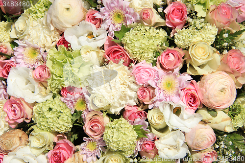 Image of Pink, green and white bridal arrangement