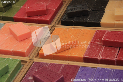 Image of French soap at a market stall