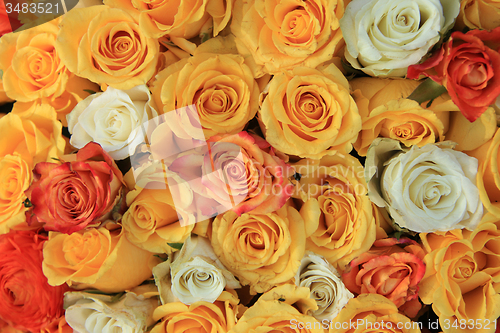 Image of yellow and white rose wedding arrangement