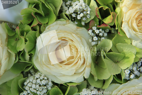 Image of Hydrangea and roses bridal bouquet