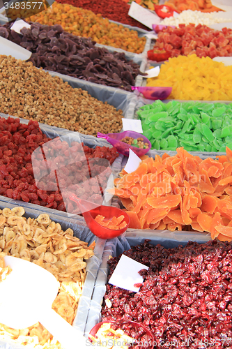 Image of Candied fruit at a market stall