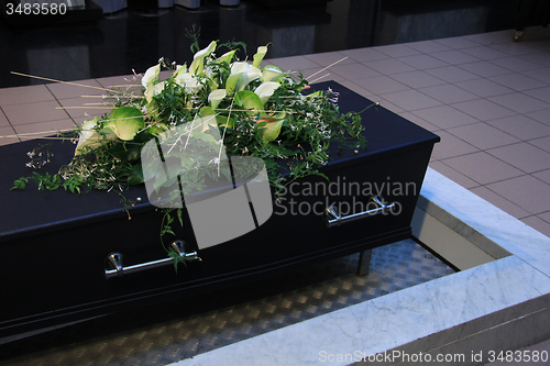 Image of Funeral flowers on a casket