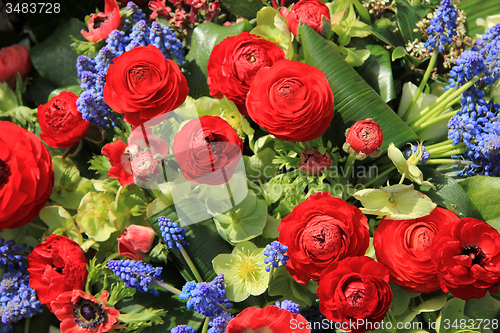 Image of Spring flowers in red and blue