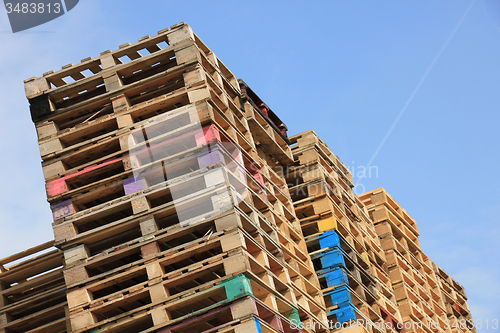 Image of Stacked wooden pallets