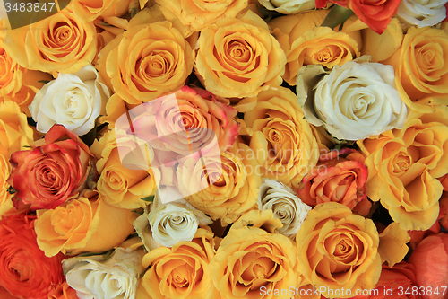 Image of yellow and white rose wedding arrangement