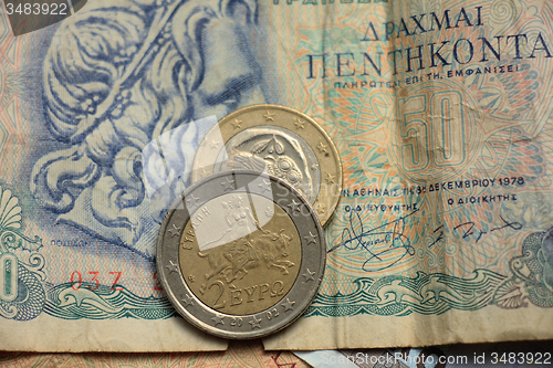 Image of Greek euro coins