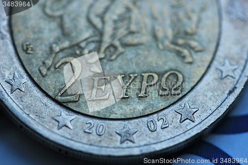 Image of Greek 2 euro close up