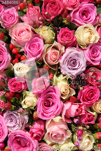 Image of Wedding flowers in various shades of pink