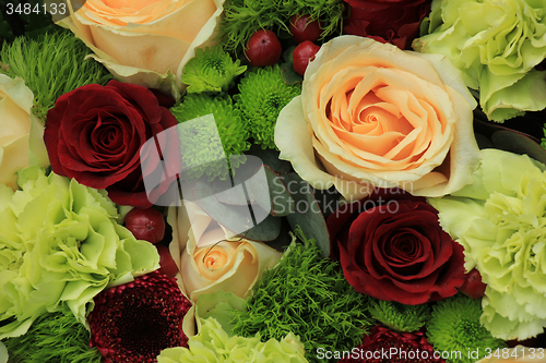 Image of Green and pink wedding flowers