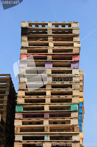 Image of Stacked wooden pallets