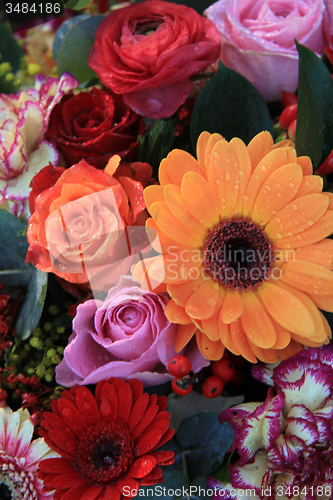 Image of Bright colored wedding arrangement