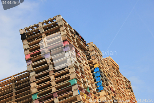 Image of Stacked wooden pallets