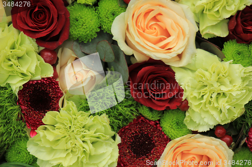 Image of Green and pink wedding flowers