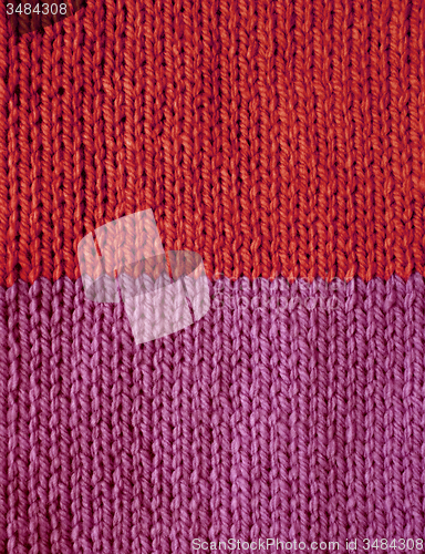 Image of Red and purple striped stocking stitch knitting
