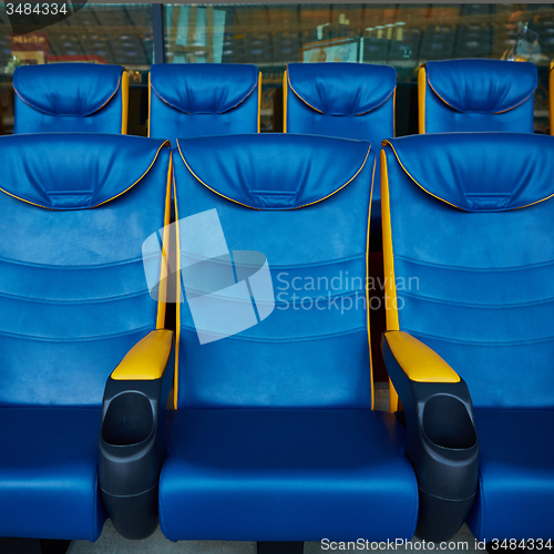 Image of blue chair on sport stadium