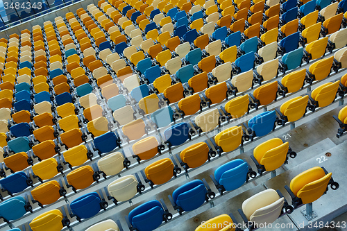 Image of blue chair on sport stadium