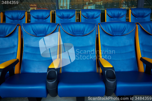 Image of blue chair on sport stadium