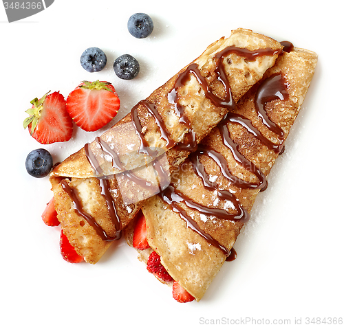 Image of Crepes with strawberries and chocolate