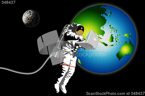 Image of Astronaut in space with computer