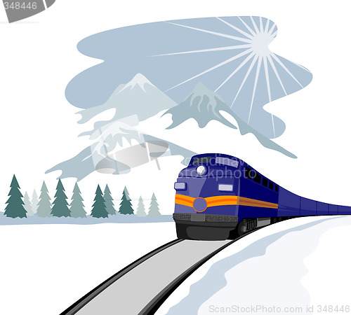 Image of Train traveling during winter