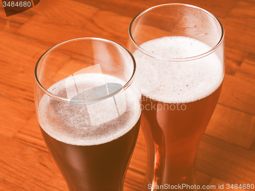 Image of Retro looking Two glasses of German beer