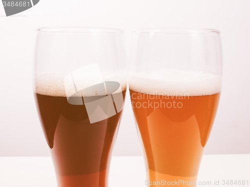 Image of Retro looking Two glasses of German beer