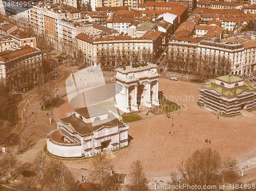 Image of Retro looking Milan aerial view