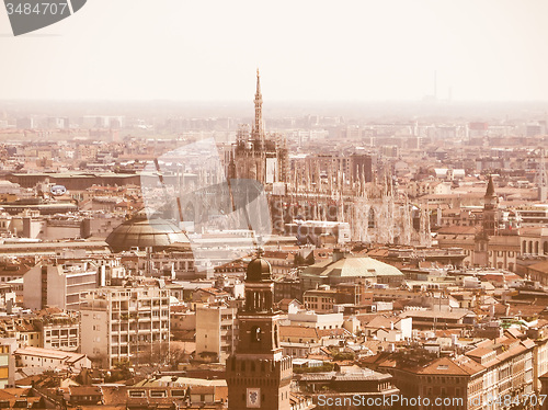 Image of Retro looking Milan aerial view