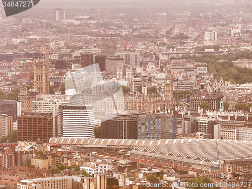 Image of Retro looking Aerial view of London