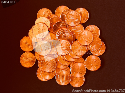 Image of Retro look Dollar coins 1 cent wheat penny cent