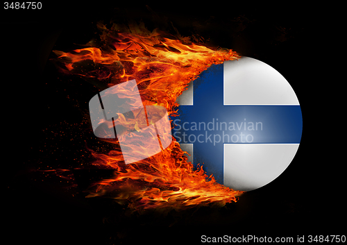Image of Flag with a trail of fire - Finland