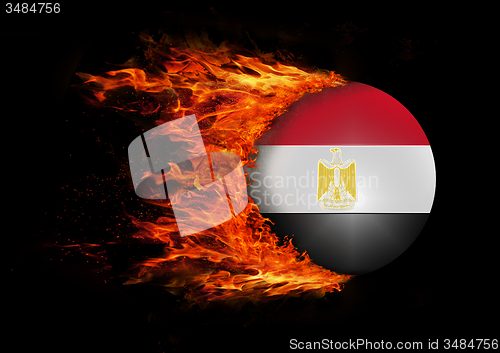 Image of Flag with a trail of fire - Egypt