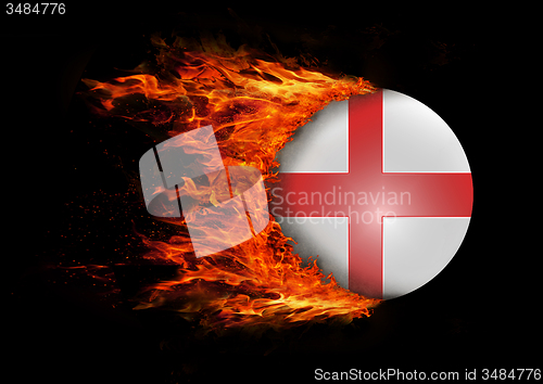 Image of Flag with a trail of fire - England