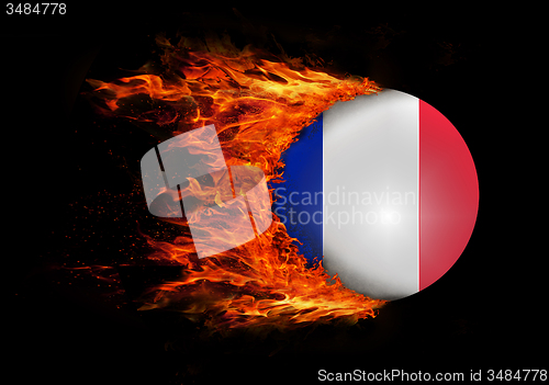 Image of Flag with a trail of fire - France