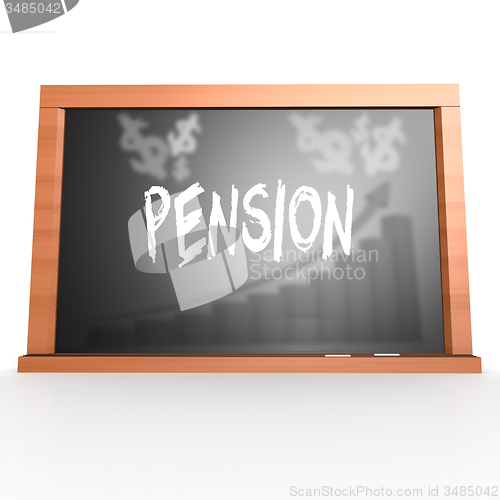 Image of Black board with pension word