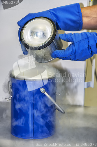 Image of person with liquid nitrogen