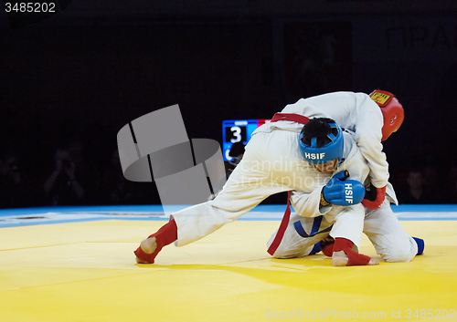 Image of Tursunov S. (Red) and Sagyn K. (Blue) fight