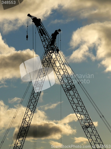 Image of Construction cranes silhouettes