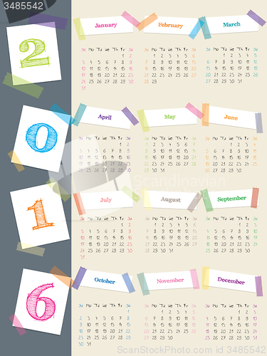 Image of Cool calendar with color tapes for 2016